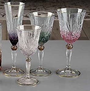 Набор фужеров Cre Art MELODY GOLD STEMWARE 4 шт, хрусталь, золото 24К , H.20