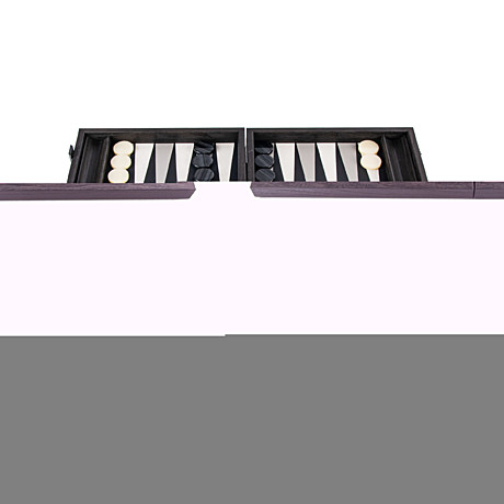 BACKGAMMON Нарды с боковыми стойками, 48x30см, эко-кожа, фон черный, рисунок белый и серы