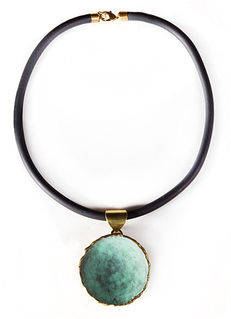 КОЛЬЕ колье, латунь, зеленая патина, каучук