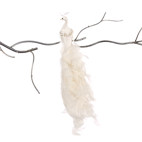 Павлин на клипсе белый 41 см