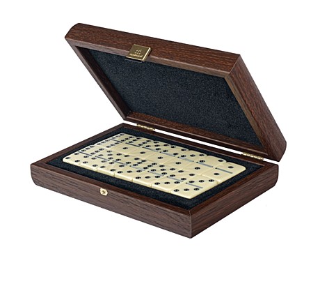 DOMINOES	Домино, коричневый, эко-кожа, деревянный ящик 24x17см