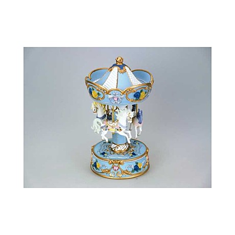 Carousel blue	Музыкальная шкатулка 10 x 10 x 19,5 ,  бело-голубой, полистоун, мелодия 